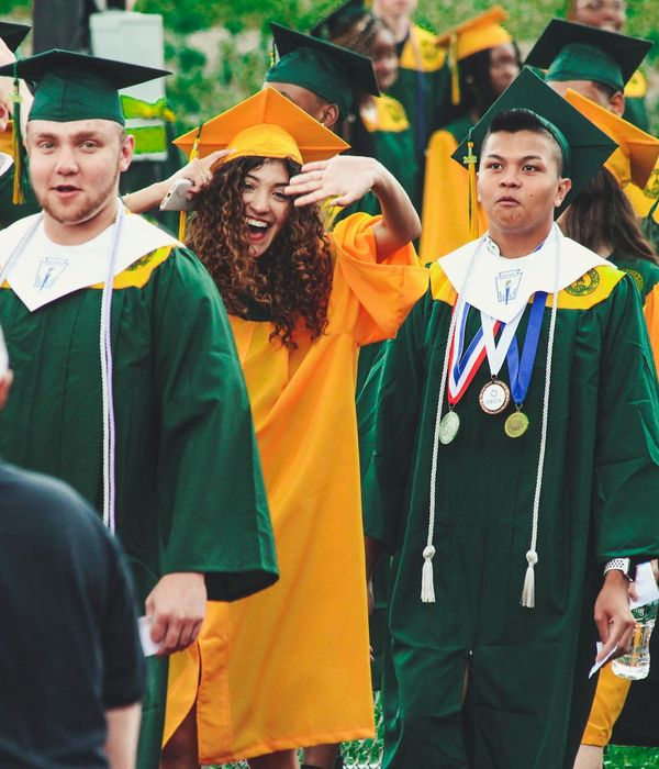 Group of satisfied language students celebrating their achievements together